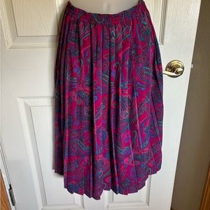 Vintage Alfred Dunner Pleated Elastic Waist Paisley Skirt size 18